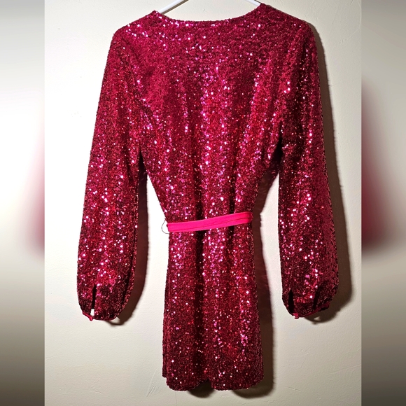 Express x Olivia Culpo Sequin Wrap Dress Size XS - Picture 3 of 5
